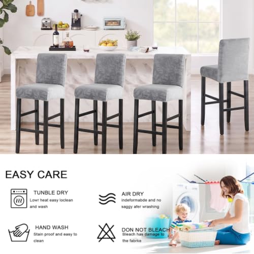 Image of FUANGUI Bar Stool Covers Set of 4, Stretch Bar Stool Seat Covers | Washable Removable Bar Chair Covers with Backs Slipcovers, Bar Chair Covers Square for Kitchen Dining Room Cafe