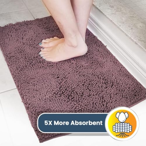 Image of Muddy Mat | Super Water Absorbent Door Mat Indoor, Microfiber Quick Dry Chenille Entryway Rug, Slip Resistant Front Door Mat, Indoor Mats for Entryway, Machine Washable Pet Rug, Plum 5ft x 7ft