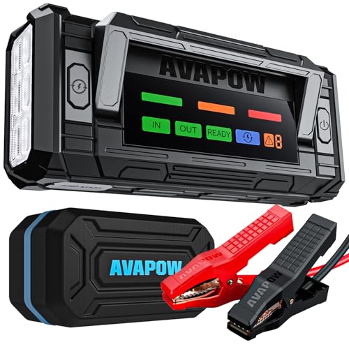 AVAPOW 8000A Battery Jumper Starter Portable with 4″ HD Display PD 30W Dual-Way Fast Charging, 12V...