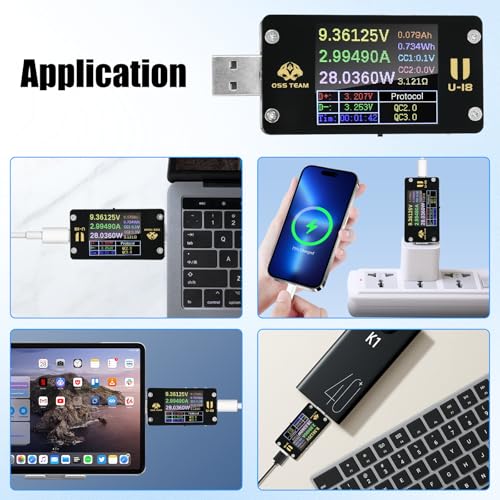 Image of Diymore 2 in 1 USB C Tester Type C Power Tester DC 4-24V 6A 1.77-inch Multi-Function Voltage and Current Meter QC /PD Protocol Trickle Charger Quick Charge