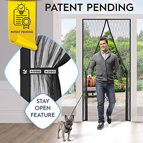 AUGO Magnetic Fiberglass Design Screen Door - Self Sealing, Heavy Duty, Hands Free Mesh Partition Keeps Bugs Out - Door Screen Magnetic Closure - Patent Pending Keep Open Feature - 38 Inch x 83 Inch