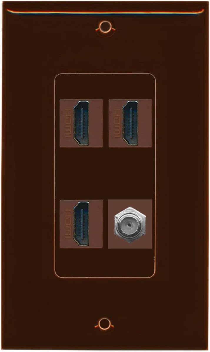 RiteAV - 3 x HDMI and 1 x Coax Cable TV F Type Port Wall Plate Decorative - White