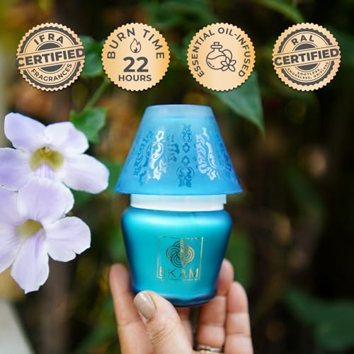 Image of EKAM Scented Frost Glass Lampshade Candle | Ocean Dream Scented Candle | Luxury Fragrances| Ideal for Home Decor, Aromatherapy & Gifting | 22 Hours Burn time |114 g