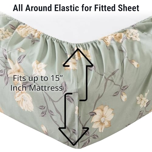 Parure de lit floral ultra douce et infroissable avec grands bonnets - 3