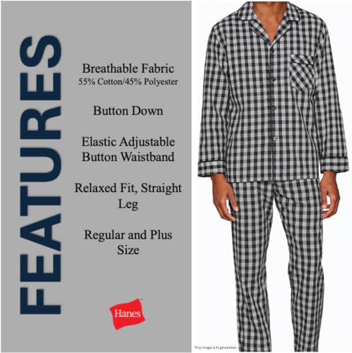 Image of Hanes Men's Woven Plain-Weave Pajama Set