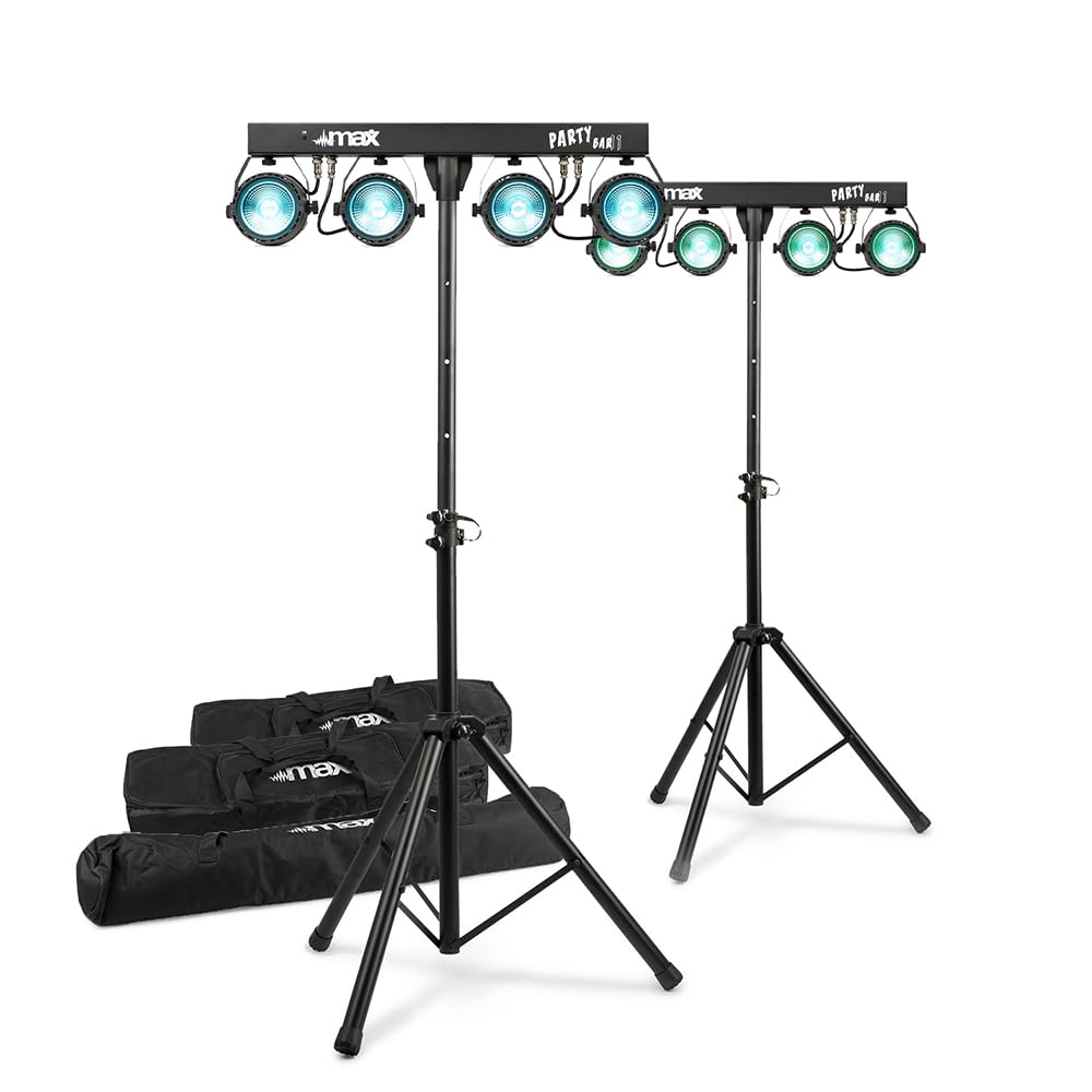 Max Light Partybar11 Cob Led Dj Par Bar Ing Systems With Stands, Bags And Remote Controls (Pair) - Disco Party Effect Dmx Stage Ing System