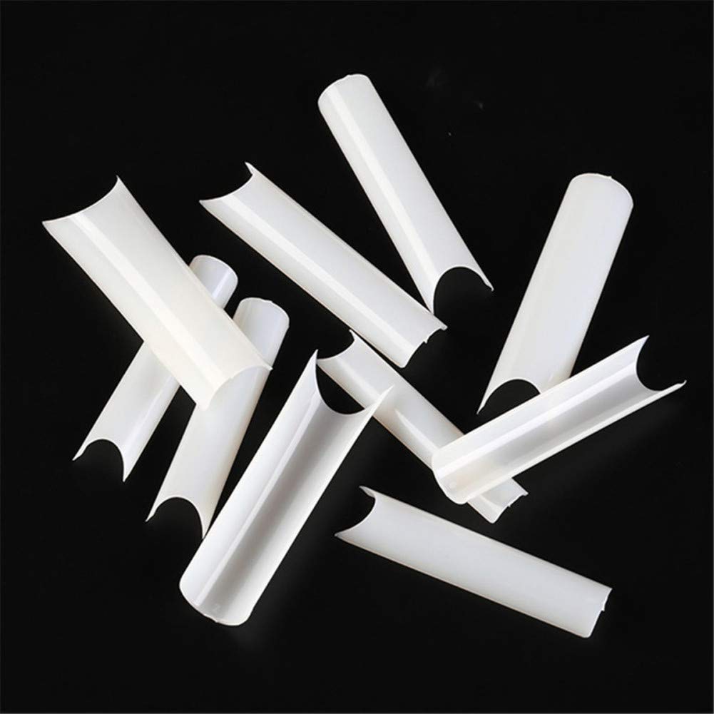 500pcs XL Fake Nails Premium Square Clear Tips Nail Art C Tips French Acrylic Long C Curve False Nails for Gel Polish (Natural XL Long)