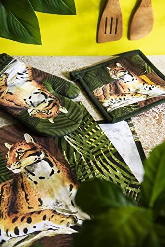 Excelsa Leopard Kitchen Towel 100% Cotton, Cm. 70 x 50, With Hole, Front Decoration Leopard and Back White - Image 3