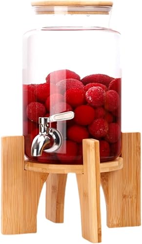 Dispensador de bebidas frías dispensador de bebidas frías con espita dispensador de bebidas transparente con base de bambú, dispensador de agua de