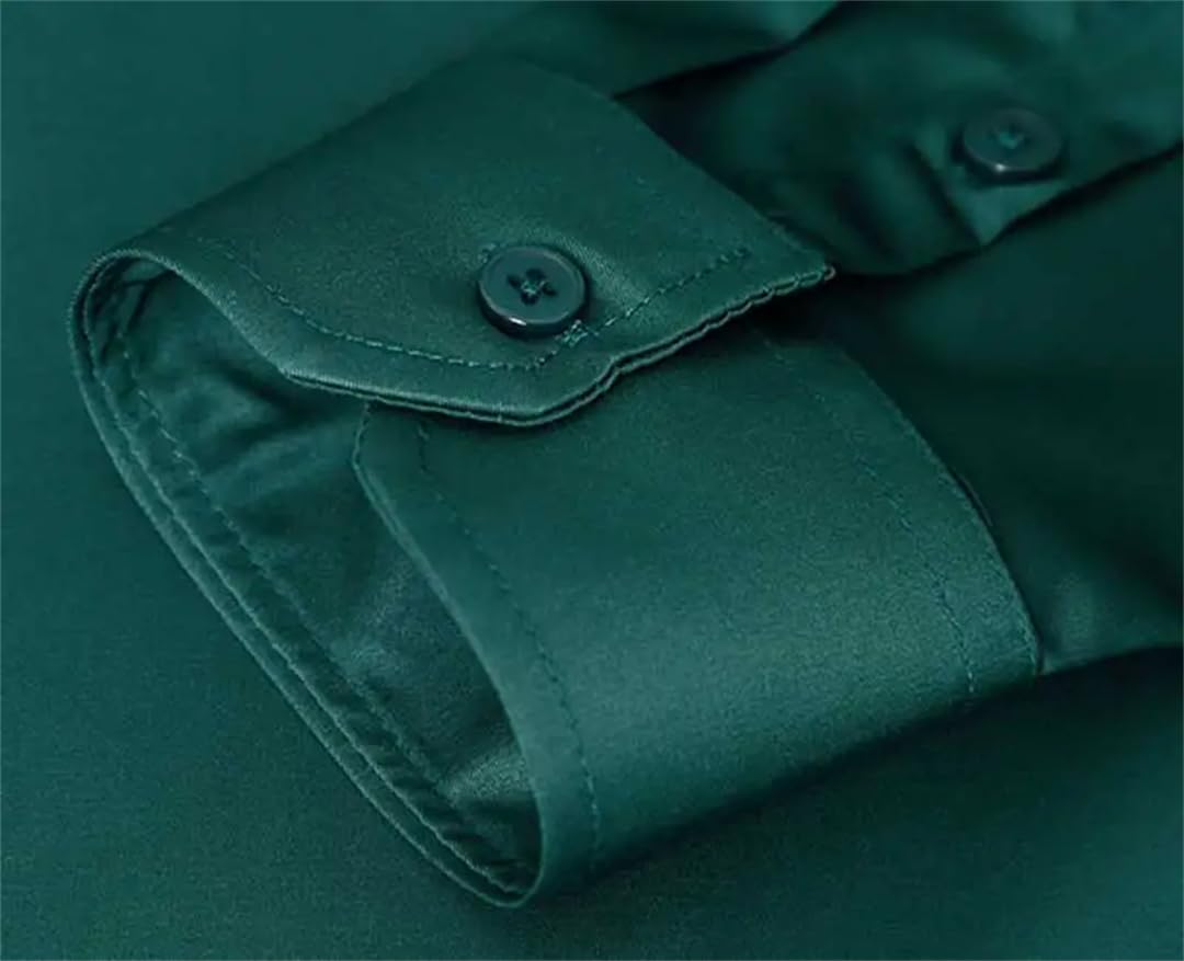 Camisas de vestir para hombre, ajustadas, de manga larga, con botones, solapa, camisas de negocios, Negro, 3XL