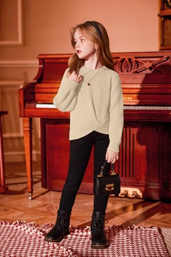 Image of Arshiner Girl's Sweaters Kids Twist Front Cute Pullover Knitted Jumper Fall Winter Clothes