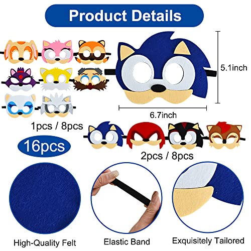 16 Pack Hedgehog Felt Masks Party Favors For Kid Hedgehog Themed Party Supplies Dress Up Masks Animal Birthday Cosplay Mask Cartoon Character Cosplay Photo Booth Prop Birthday Gift For Children Boys Girls #TOP1
