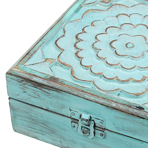 Stonebriar Vintage Worn Blue Floral Wooden Keepsake Box With Hinged Lid, Storage For Trinkets And Memorabilia, Decorative Jewelry Holder, Gift Idea For Birthdays, Christmas, Weddings, Or Any Occasion #TOP5