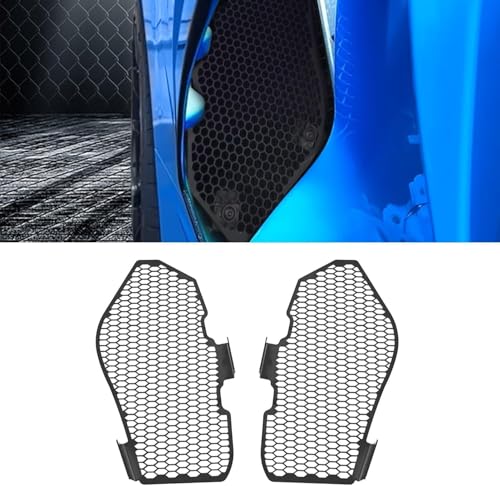 BILLFARO 2Pcs Black Side Intake Mesh Grilles Insert,OEM Style Aluminum Driver and Right Passenger Side Radiator Air Intake Vent Guards Accessories for Corvette C8 Stingray Z51 Convertible/HTC 2020+