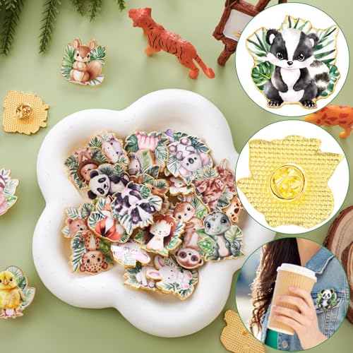 Image of Landical 30 /60 Pcs Cute Enamel Pins Bulk Plant Flower Animal Halloween Gothic Fall Pumpkin Cartoon Lapel Pin Brooches Jewelry Gift for Backpack Clothes Hats Accessories