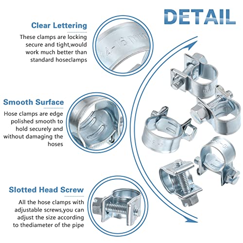 10-Pcs-Hose-Pipe-Clamps-Assortment-Kit-10-Sizes-7-18mm-Stainless-Steel-Mini-Injection-Adjustable-Tube-Fuel-Hose-Clips-for-Water-Pipe-Plumbing-Automotive-and-Mechanical-Application-14-16mm