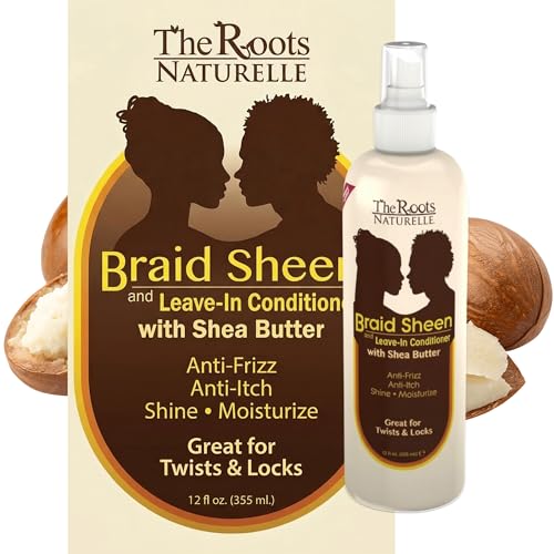 The Roots Naturelle Braid Sheen Braid Spray | 12 Fl Oz | Leave-in Conditioner with Shea Butter | Enriched with Vitamins and Essential Oils | Anti-Itch, Anti-Frizz | Great for Twists and Locs