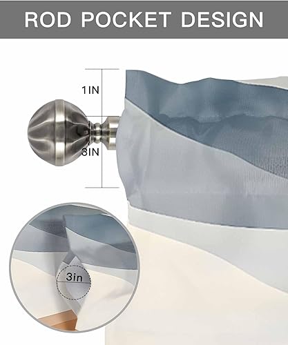Miniatura 9 de Chucoco Valance for Kitchen Windows, Retro Ombre Blue Brown Waves Rod Pocket Valances Short Curtains, Abstract Water Ripple Seamless Curtain Valance