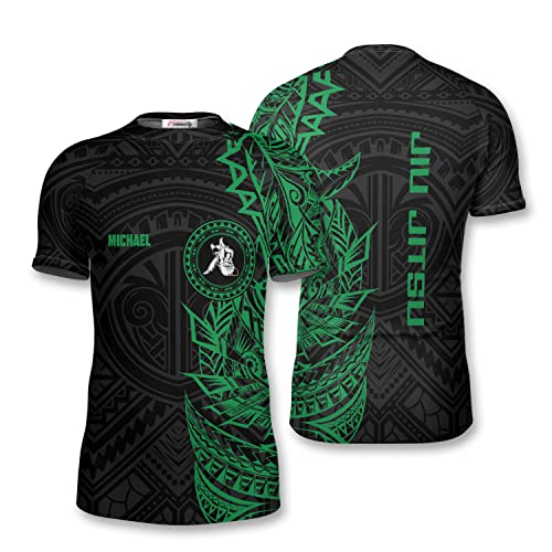 PRIMESTY BJJ Jiu Jitsu Rash Guard - Custom Short Sleeve Rash Guard Compression Shirt for No-Gi & MMA, Size XS-3XL