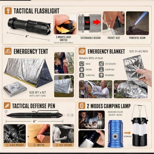 250Pcs Survival Gear with Tent