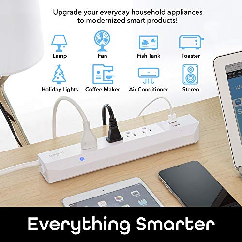 Image of Geeni Surge 4-Outlet, 2 USB Smart Extension Cord, Surge Protector Cord Extender, Compatible with Alexa and Google Assistant, Requires 2.4 GHz Wi-Fi, 3 Feet