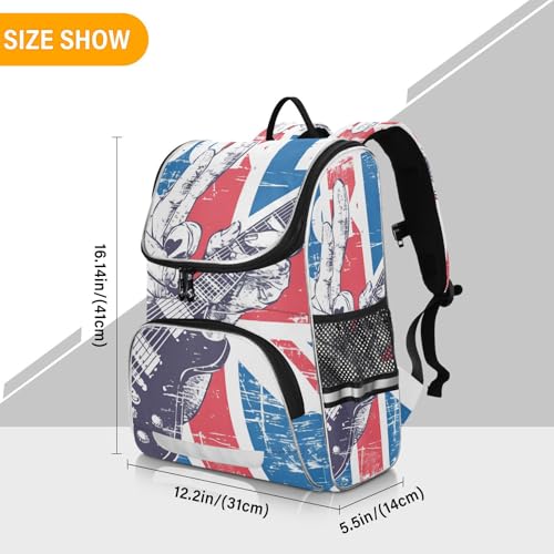 Mochila escolar de bandera británica rock reflectante para viajes de niños y jóvenes 3