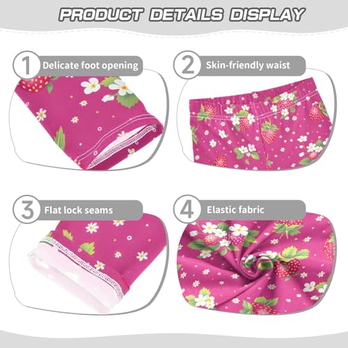Sweet Strawberry Flower Pink Girls Leggings Soft Stretch Workout Yoga Dance Pants for Kids Casual Tights3