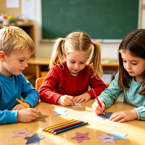 Image of Vuzvuv 108Pcs 3.6 Inch Morandi Star Cutouts for Classroom Wall Cutouts