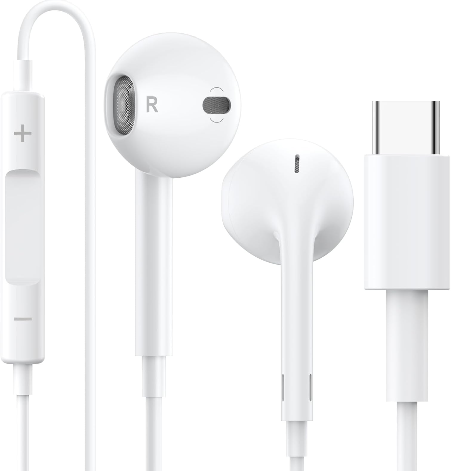 USB C Headphones Type C Earphones Wired Earbuds Built-in Mic & Volume Control Headset Compatible with iPhone 15 Pro Max Plus, iPad Pro, Android Smart Phone Galaxy S23/S22/S21/S20, Note10/20, A53/A54