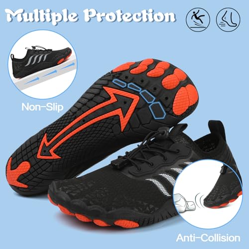 Badeschuhe Wasserschuhe Herren Damen Strandschuhe Barfußschuhe Sommer Schwimmschuhe Aquaschuhe Schnell Trocknen Surfschuhe Schwarz EU43
