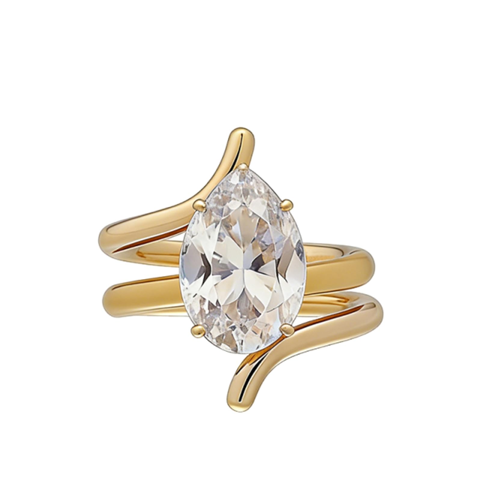 Gotas Moissanit - Anillo múltiple solitario de 9 K/14 K/18 K, oro para mujer