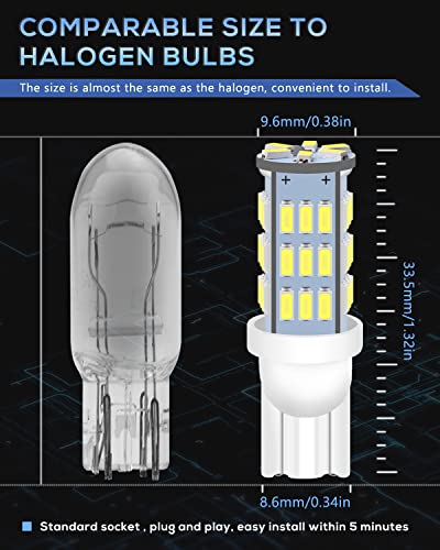 Qoope 921 Rv Interior Led Light Bulbs, T10 912 194 Led Camper Light Replacement Bulbs For Rv Car Dome Map Door License Plate Trailer Backup Reverse Lights, White 42-Smd Super Bright (Pack Of 10) #TOP4