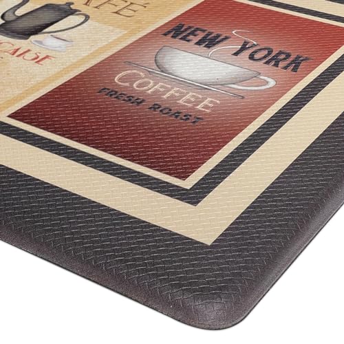 Woven Trends Retro Coffee Paint Anti-Fatigue Non-Slip Backing Kitchen Mat, 18