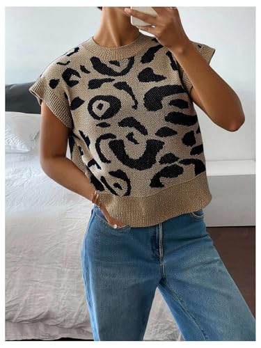 Image of SOLY HUX Women's Short Sleeve Sweater 3D Floral Sweaters Pullover Tank Tops Knit Vest Trendy Fashion Clothing