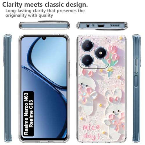 Image of Fashionury Back Cover for Realme C63 Designer, Printed,Transparent,Flexible, Silicon -D2173