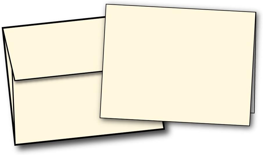 4 1/4" x 5 1/2" Heavyweight Blank Cream/Natural Greeting Card Sets - 100 Cards & Envelopes