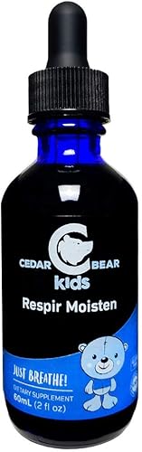 Miniatura 5 de Cedar Bear Respir Humedece para niños, un suplemento herbario líquido que hidrata y alivia los tejidos respiratorios irritados y alivia la tos seca