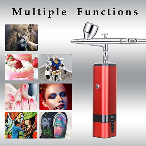 Image of Portable handhold Cordless Airbrush kit with Compressor auto Stop use Compatible with Many Different Airbrush pens for Multipurpose Spray