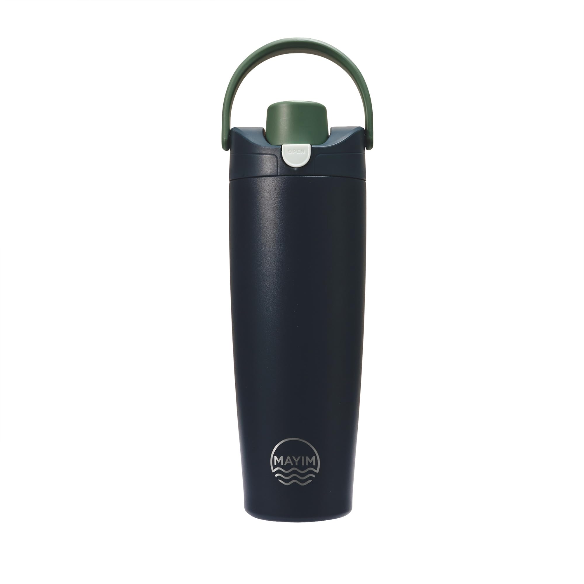 Mayim Snap-Sip Insulated Water Bottle 30 oz with Straw, One-Press Flip Lid, Auto Pop-Up Straw, Slide-Lock Leakproof Cap, Chug Mode, Carry Handle, BPA Free (Navy)