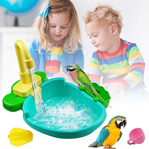 Papegaai Automatische Bad-Met Kraan Met Speelgoed-Pretend Play Aanrecht Speelgoed-Elektrische Vogel Douche Baden bad… - Afbeelding 3
