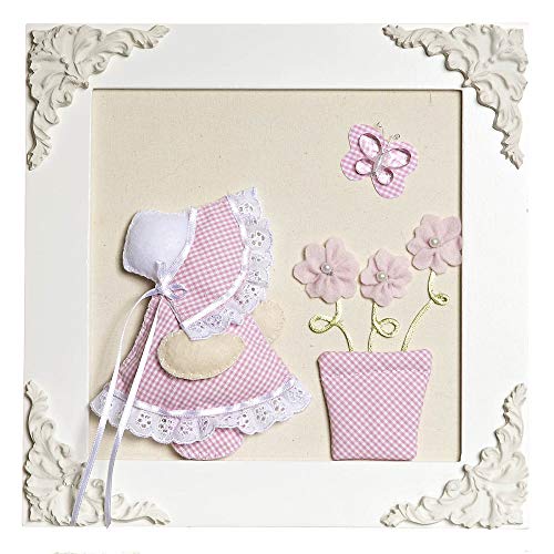 Quadro Decorativo Camponesa Vaso, Quarto Bebê Infantil Menina, Potinho de Mel, Rosa