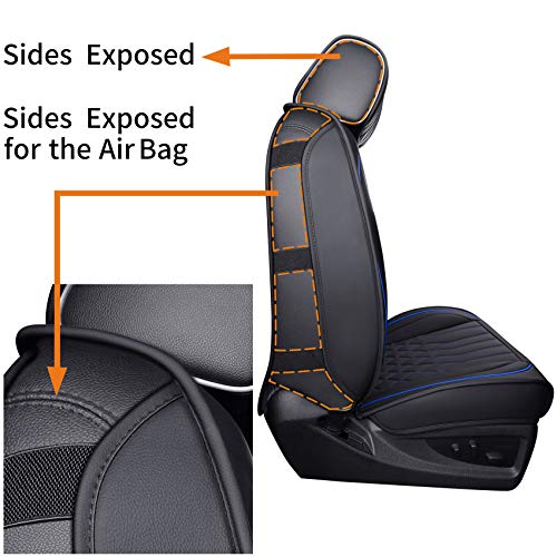 Image of Aierxuan Front Chevy Silverado GMC Sierra 1500 Seat Covers (Black-Blue)