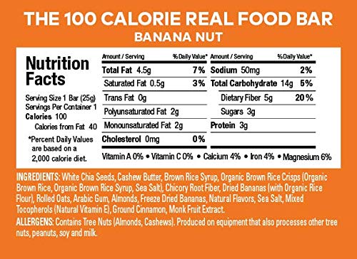 HEALTH WARRIOR Chia Bars, Banana Nut, Gluten Free, Vegan, 25g bars, 15 Count
