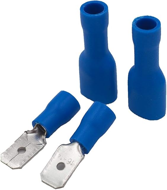 Grapelet 100x Blue Spade Connector Insulated Crimp Terminals for Electrical Wiring