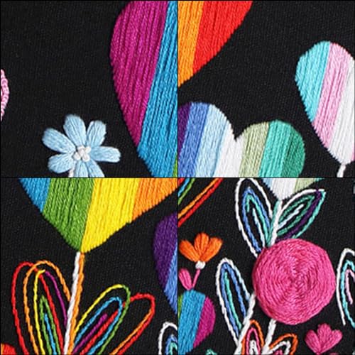 Image of Louise Maelys Flower Beginners Embroidery Kits,Cross Stitch Kit for Adults,DIY Needlepoint with LGBT Love Pattern,Including Cloth, Needles,Threads and Instruction