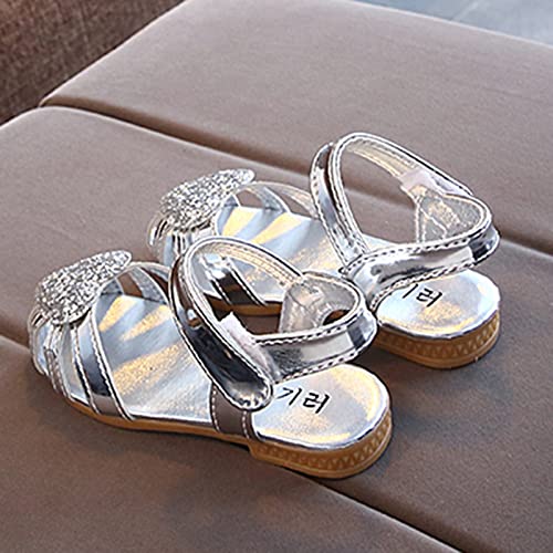 Children Shoes Flat Soft Sole Single Shoes Fashion Princess Single Shoes Children Princess Girls Shoes Youth Size 3 (Silver, 1.5 Big Kids)3