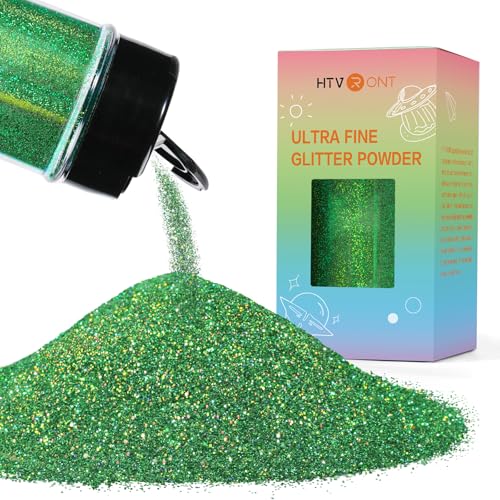 image for HTVRONT Green Holographic Ultra Fine Glitter - 50 g/1.76 oz Green Glit