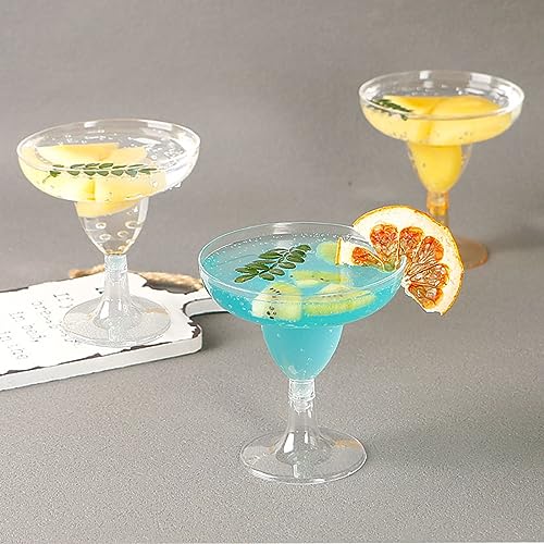 APACALI 60 PCS Plastic Margarita Glasses, 5oz Disposable Margarita Glasses Clear Cocktail Plastic Cups, 2-Piece Margarita Cups Disposable for Parties, Weddings, Clear Punch Cups, 150ML by APACALI - Image 3