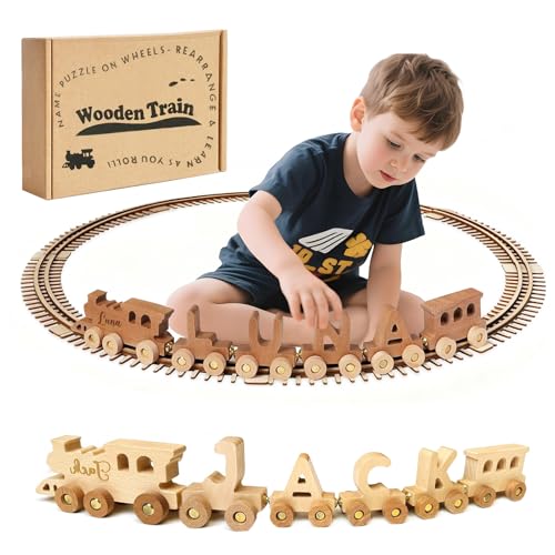 Personalized Magnetic Wooden Alphabet Train Set, Custom Name