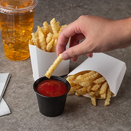 Restaurantware Bio Tek 4.5 x 3.2 x 3.9 Inch French Fry Cup 100 Disposable Snack Cups - Stackable Sustainable White Paper 3 Ounce Fry Holder For Fries Onion Rings Popcorn or Cookies by Restaurantware - Used condition - Image 8